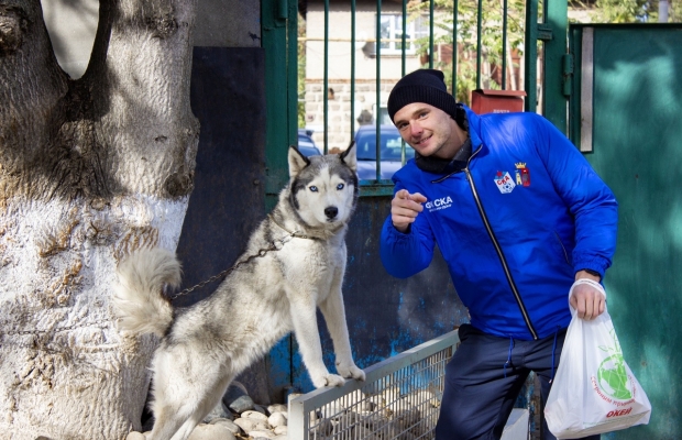 Футболисты ростовского СКА посетили приют для бездомных животных